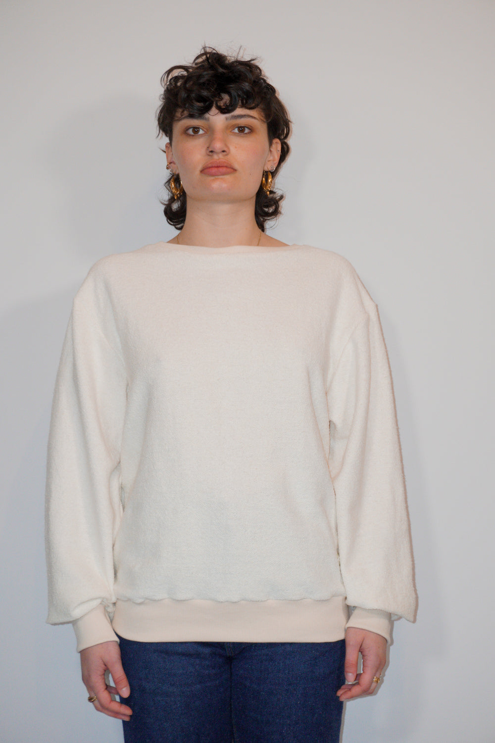 fuzzy off-white jumper